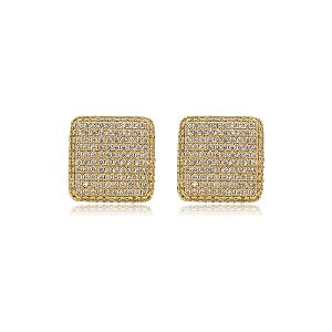 Brinco de base luxo de zirconia banho em ouro 18k
