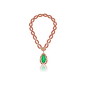Colar luxo de corrente esmaltado banho em ouro 18k