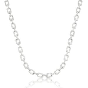 Colar de corrente com zirconia banho em rodio branco