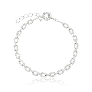 Pulseira de zirconia banho em rodio branco