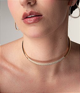 Colar de aro dourado banho em ouro 18k