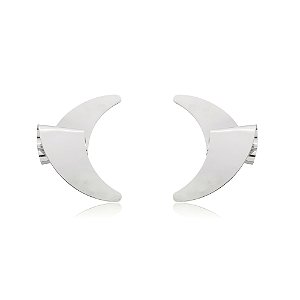 Brinco liso banho em rodio branco
