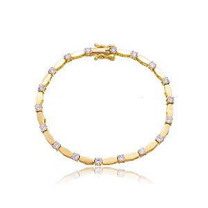Pulseira dourado de zirconia banho em ouro 18k
