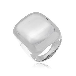 Anel liso banho em rodio branco