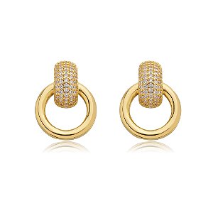Brinco de zirconia banho em ouro 18k