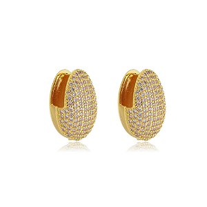 Brinco de base de zirconia banho em ouro 18k