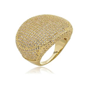 Anel dourado de zirconia banho em ouro 18k