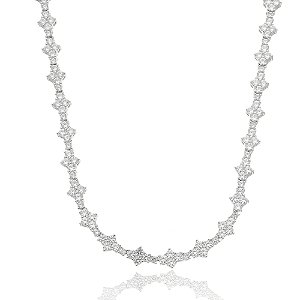 Colar de zirconia cristal banho em rodio branco