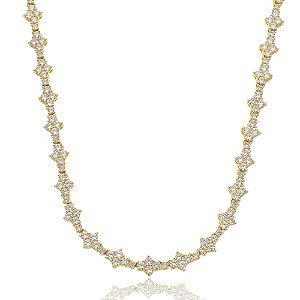 Colar de zirconia cristal banho em ouro 18k