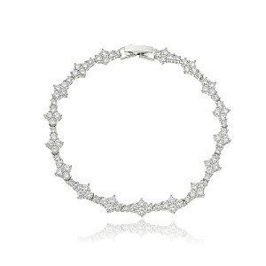Bracelete de zirconia banho em rodio branco