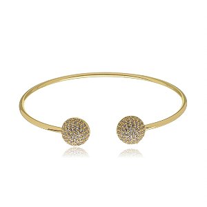 Bracelete dourado de zirconia banho em ouro 18k