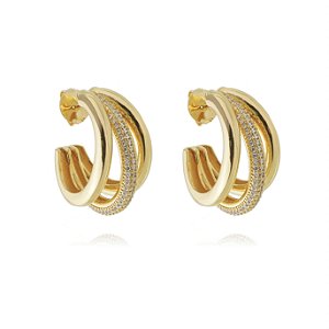 Brinco de argola dourado banho em ouro 18k