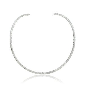 Colar de aro banho em rodio branco