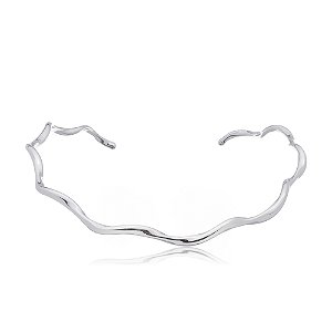 Colar de aro liso banho em rodio branco