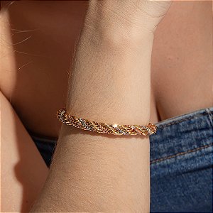 Pulseira cordao baiano dourado banho em ouro 18k