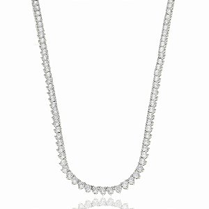 Colar riviera de zirconia banho em rodio branco
