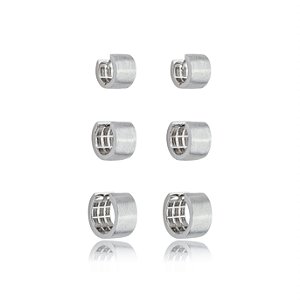 Brinco de trio de argola liso banho em rodio branco