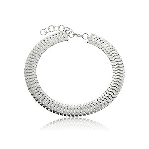 Colar de corrente lisa banho em rodio branco