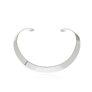 Colar de aro liso banho em rodio branco