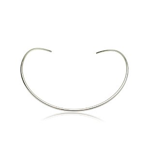 Colar de aro liso banho em rodio branco