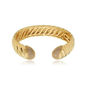Bracelete dourado com zirconia banho em ouro 18k