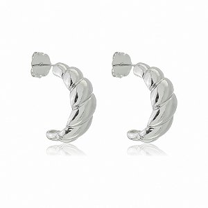 Brinco de argola banho em ródio branco