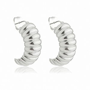 Brinco de argola banho em ródio branco