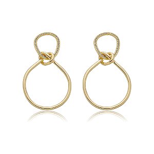 Brinco de argola com detalhe de zirconia banho em ouro 18k