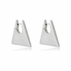 Brinco de argola banho em ródio branco