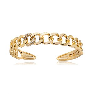 Bracelete dourado com zirconia banho em ouro 18k