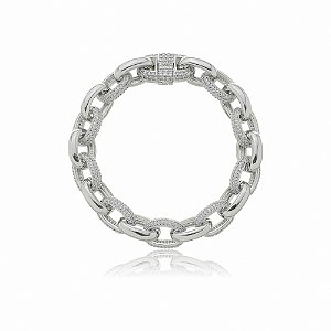 Pulseira com zirconia banho em ródio branco
