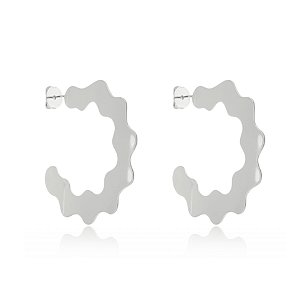 Brinco de argola liso banho em rodio branco