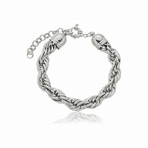 Pulseira de corrente banho em ródio branco