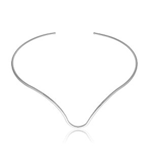 Colar de aro liso acetinado banho em rodio branco