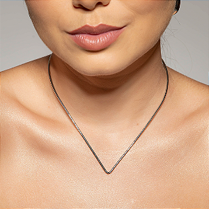 Colar de aro liso banho em rodio branco