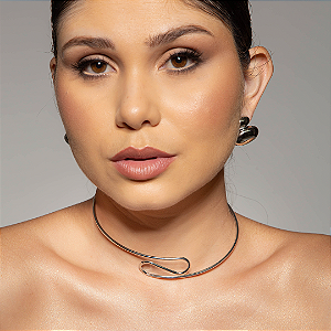 Colar de aro liso banho em rodio branco