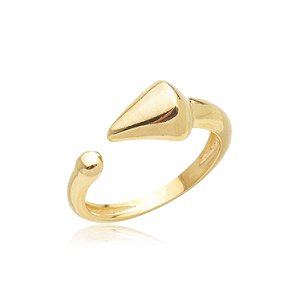 Anel dourado liso banho em ouro 18k