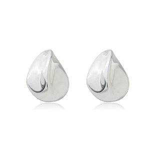 Brinco de base liso banho em rodio branco