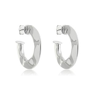 Brinco de argola banho em rodio branco