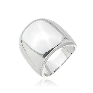 Anel liso banho em rodio branco