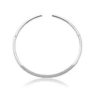 Colar de aro com zirconia banho em rodio branco