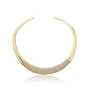 Colar de aro dourado com zirconia banho em ouro 18k