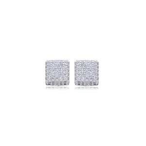 Brinco de base com zirconia banho em rodio branco