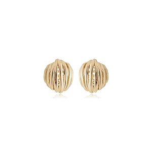 Brinco de base dourado detalhado banho em ouro 18k