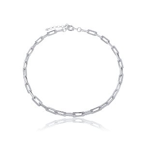 Colar de corrente com zirconia banho em rodio branco