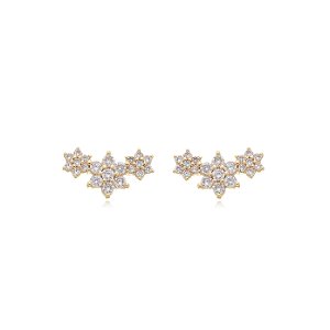 Brinco de base com zirconia banho em ouro 18k