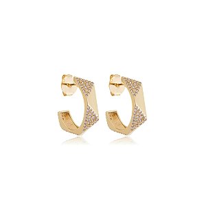 Brinco de argola com zircônia banho em ouro 18k