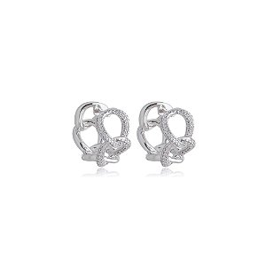 Brinco de argola com zirconia banho em rodio branco