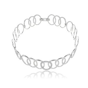 Colar choker com zirconia banho em rodio branco