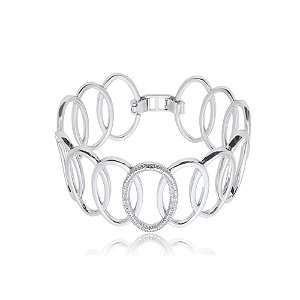 Pulseira com zirconia banho em ródio branco